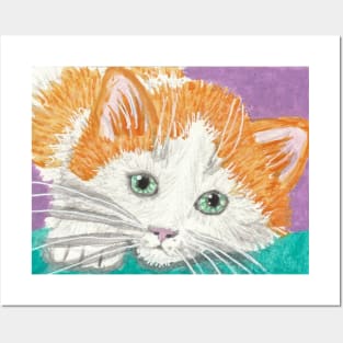 Orange kitten cat face  painting Posters and Art
